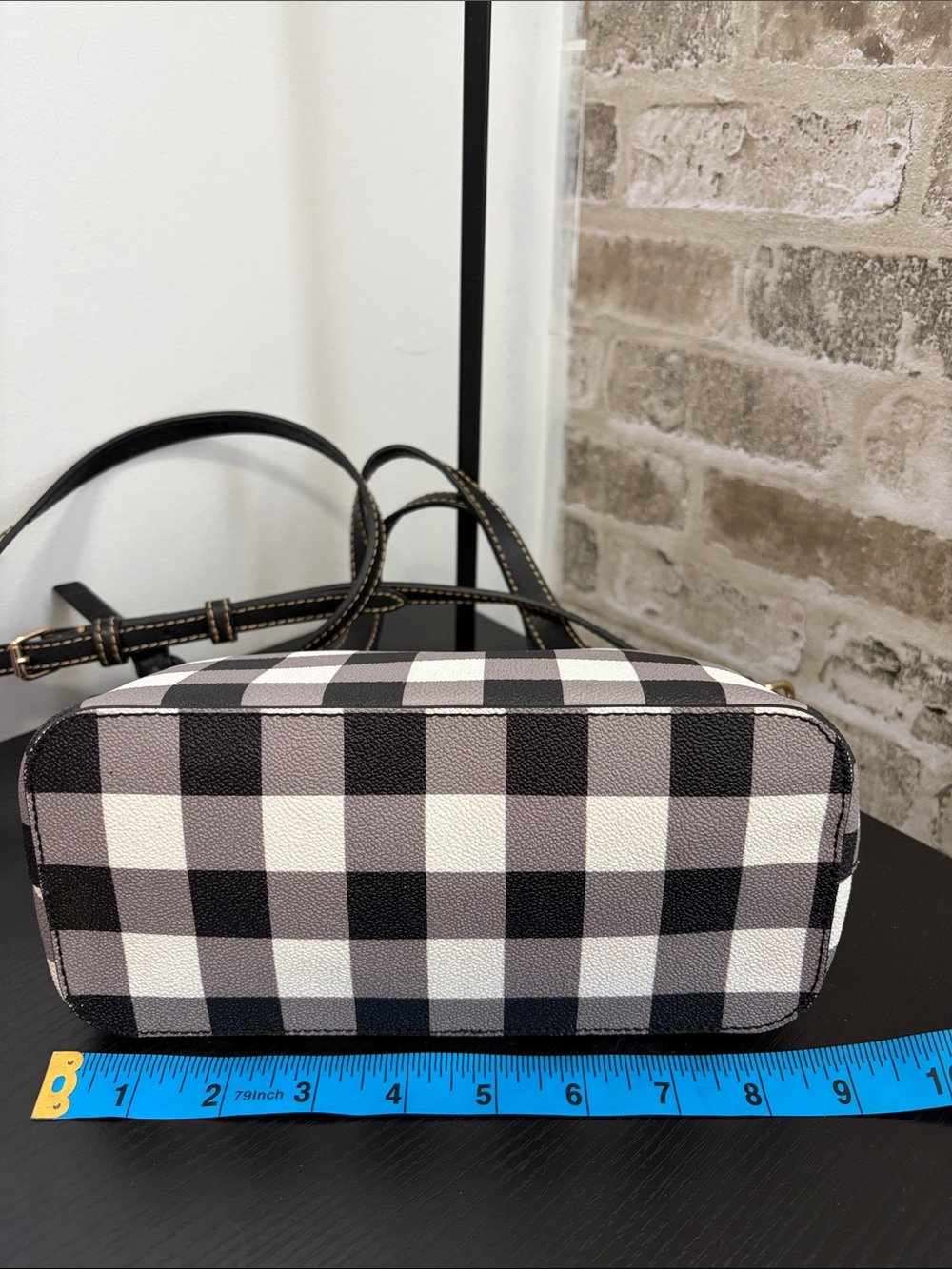 Dooney & Bourke Black and White Buffalo Check Crossbody Satchel - Picture 7 of 13